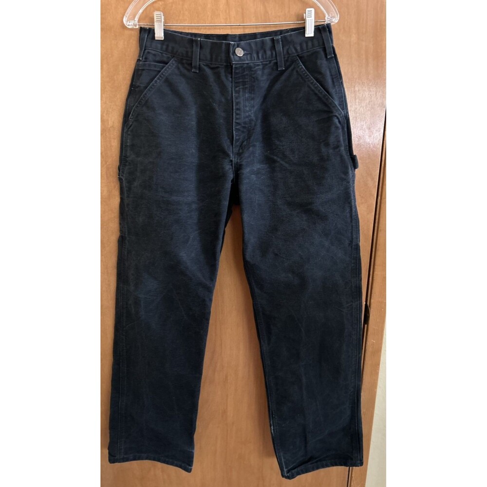 Carhartt Work Pants Men's Size 32x32 Black B11 Canvas Dungaree Fit USA